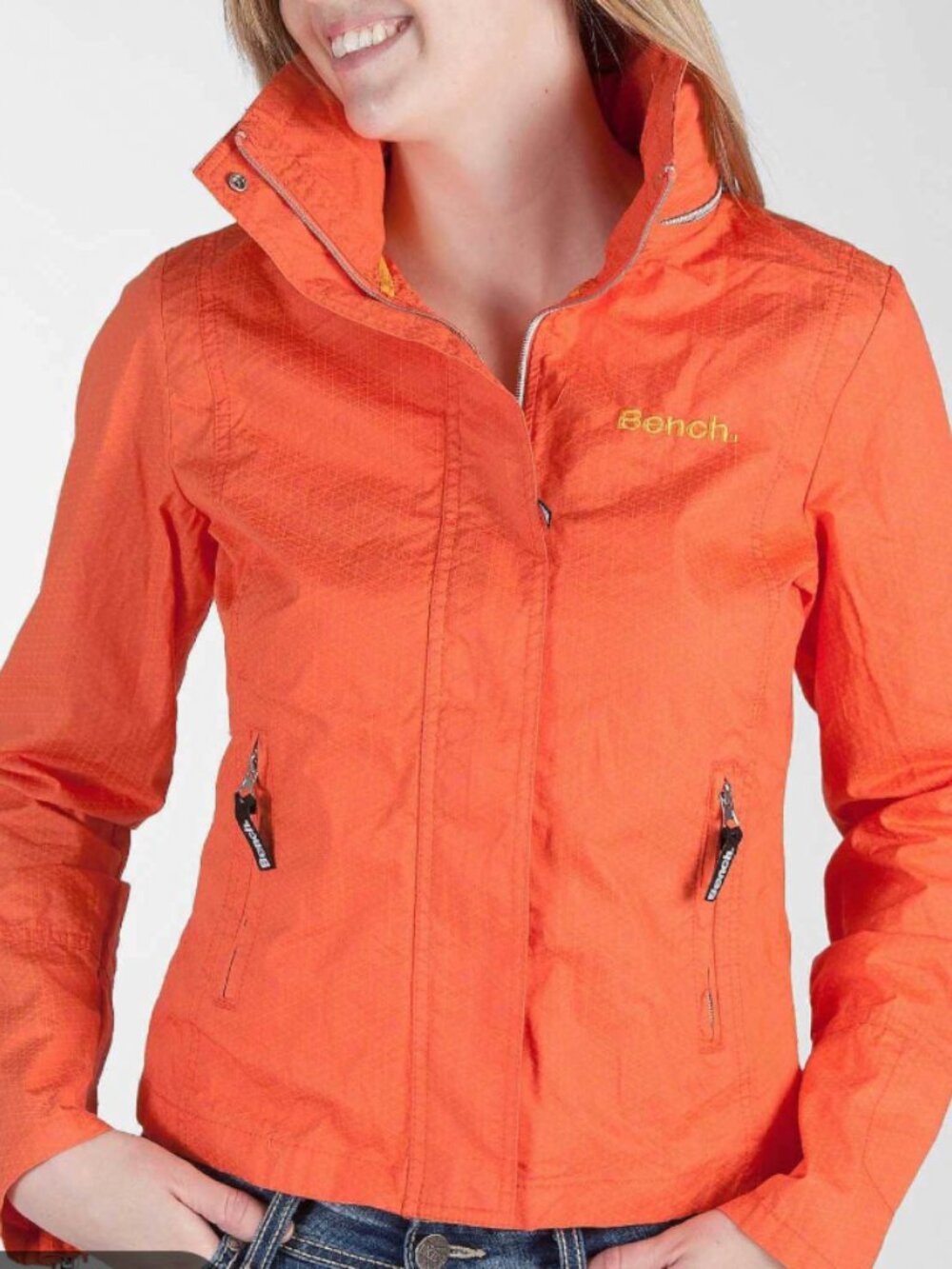 BENCH BBQ Women Small Gorpcore Hipster Pop Collar Coral Lightweight‎ Jacket